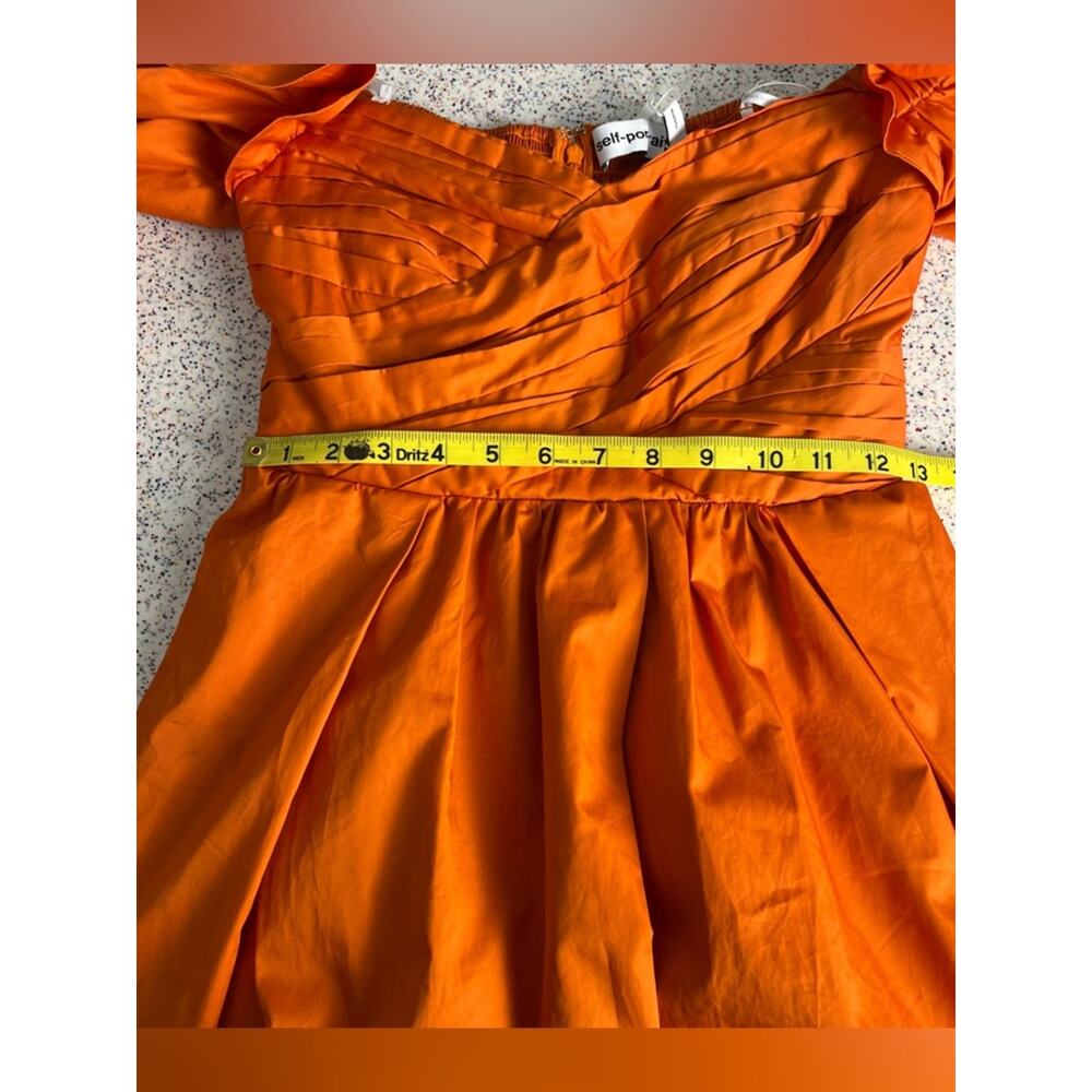 Self-Portrait NWT Burnt Orange Off The Shoulder Ruched Mini Dress Womens Size 4 - Picture 13 of 14